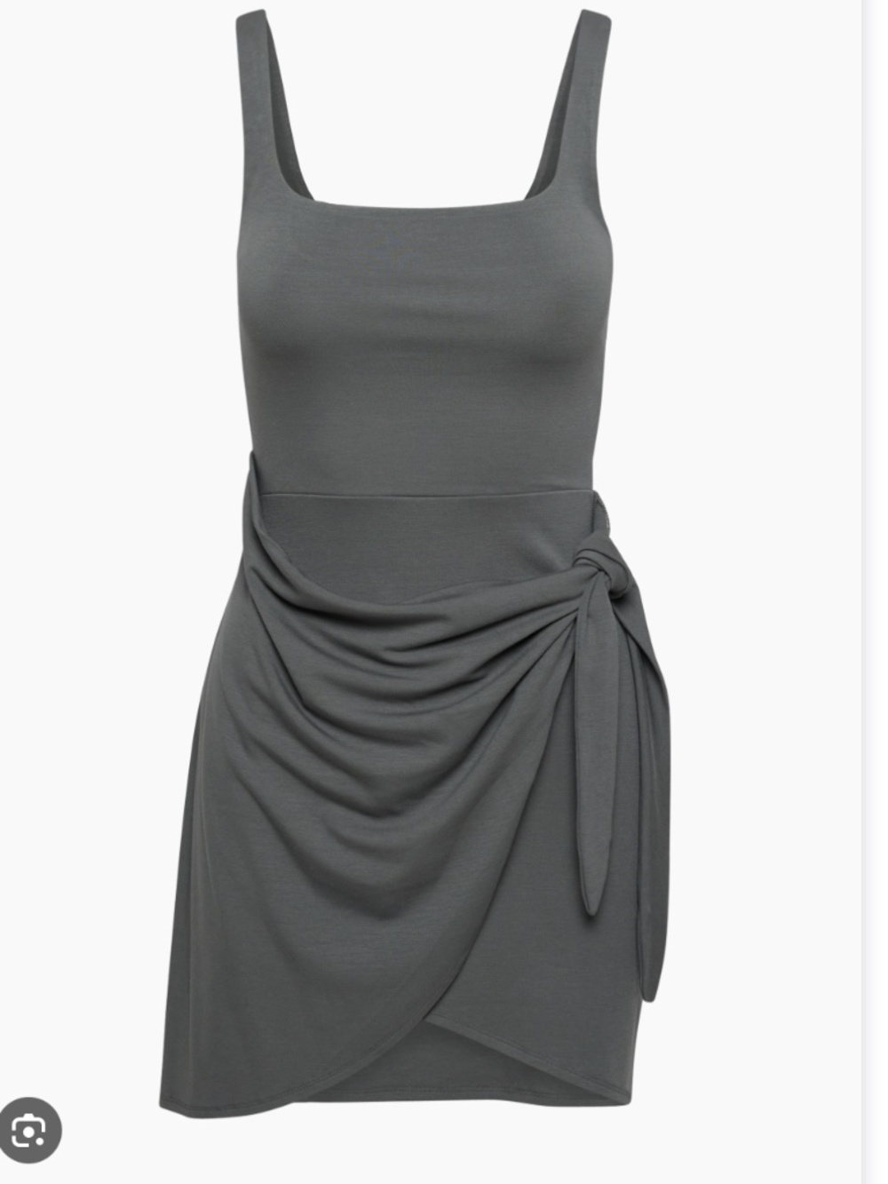 Aritzia Wilfred Grey Saturn Midi Dress Drapey Wrap Sleeveless Stretch Tank Sz M